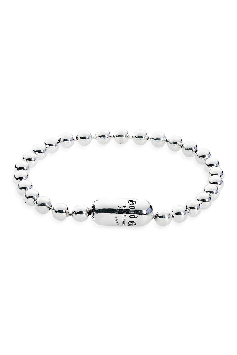 Men's Logo B Poplock Bracelet, Main, color, STERLING SILVER