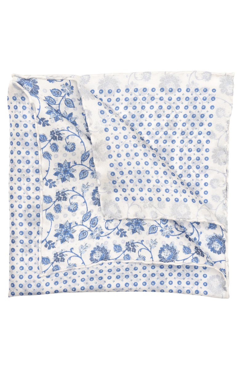 Elizabetta Nunzio - Double Sided Silk Pocket Square for Men, Alternate, color, White & Blue