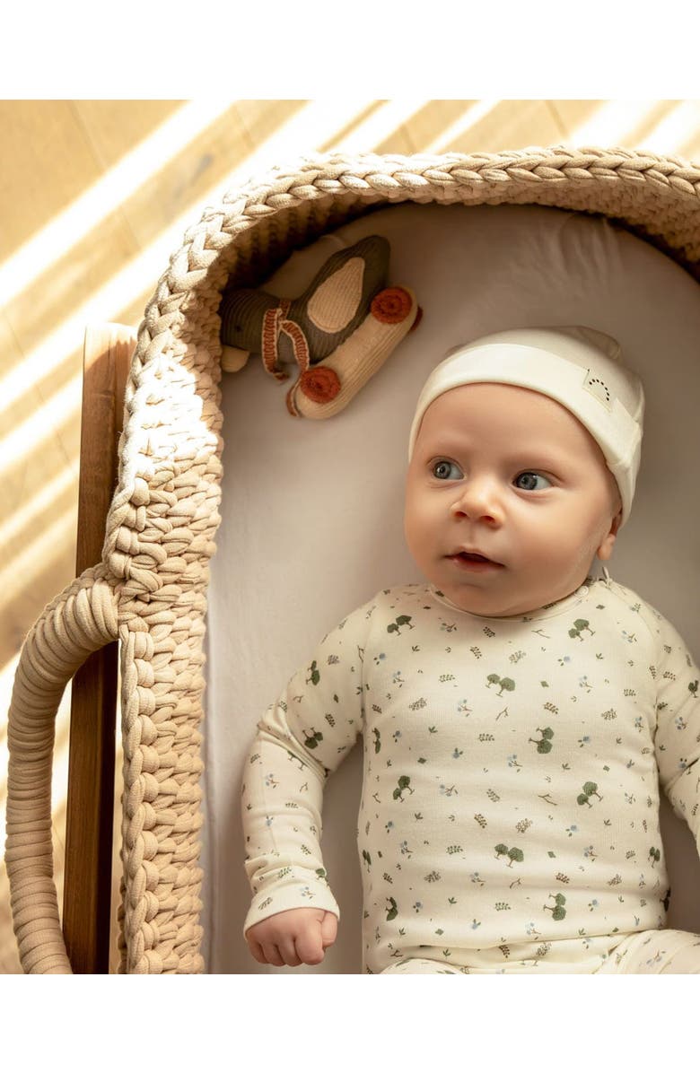 MiniMoi Baby Boys Allover Print Zippered Footie, Alternate, color, Marshmallow