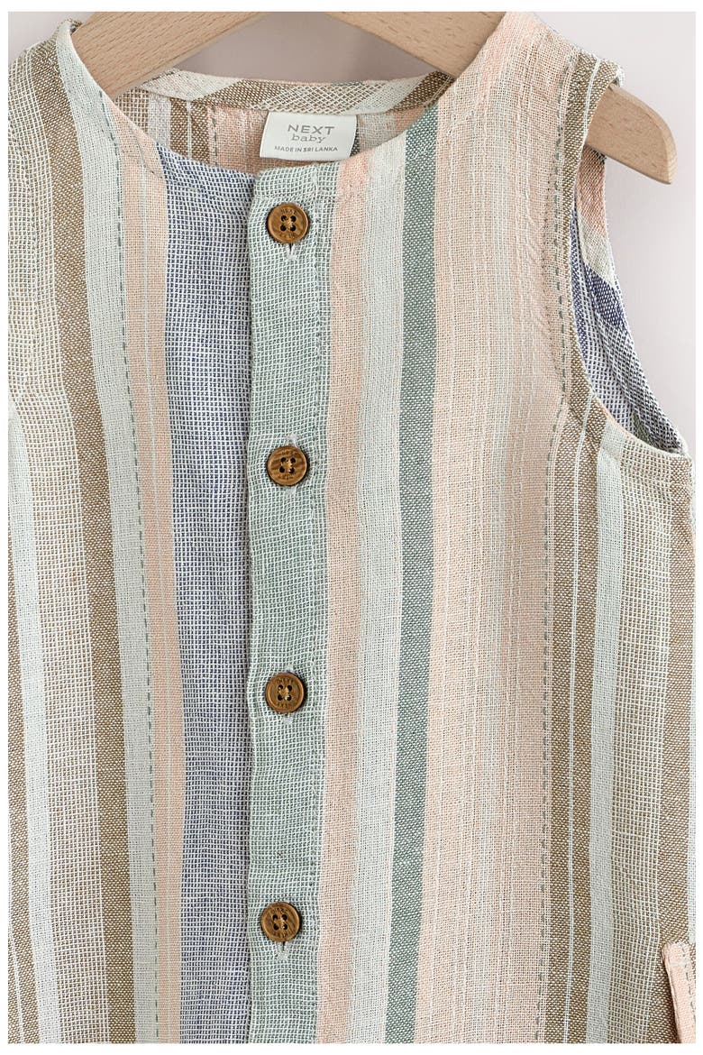 Linen Blend Woven Stripe Romper, Alternate, color, BLUE