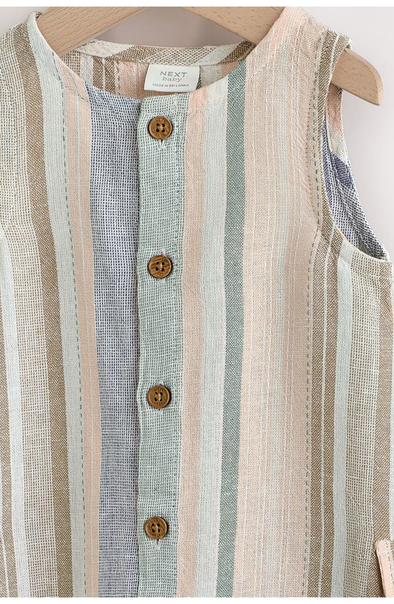 NEXT Linen Blend Woven Stripe Romper, Alternate, color, Blue