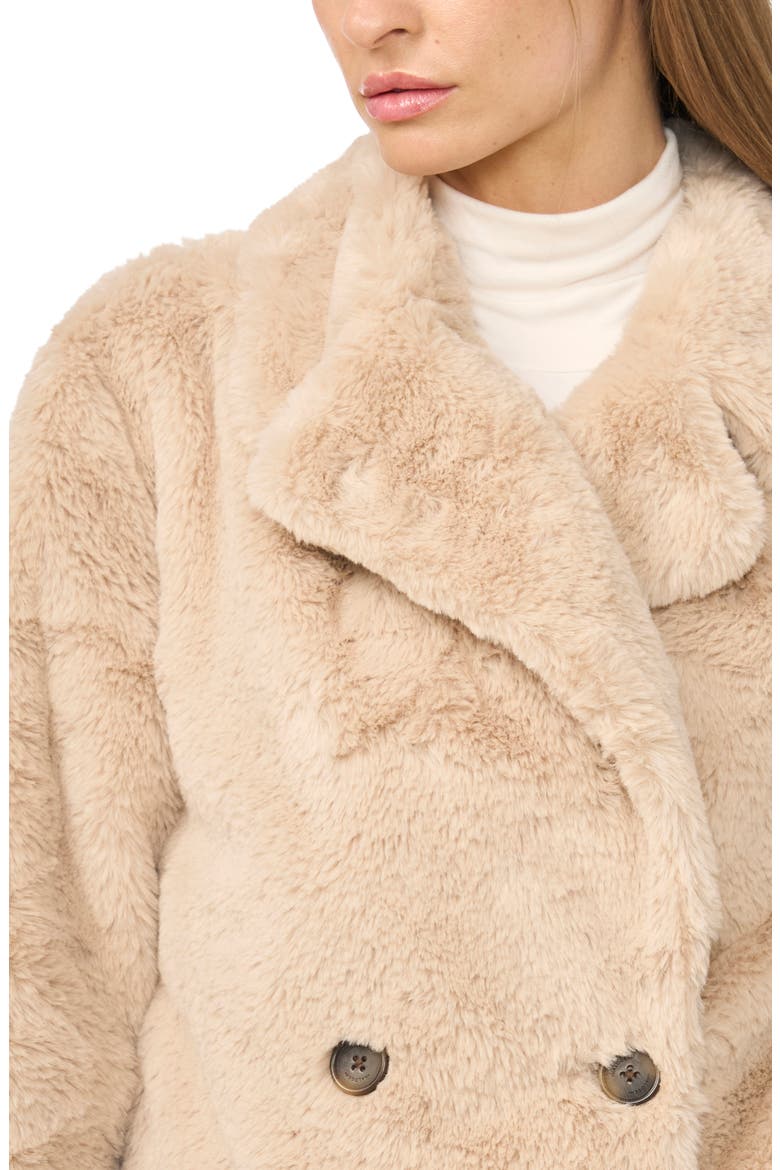 Double Breasted Faux Fur Peacoat, Alternate, color, STONE