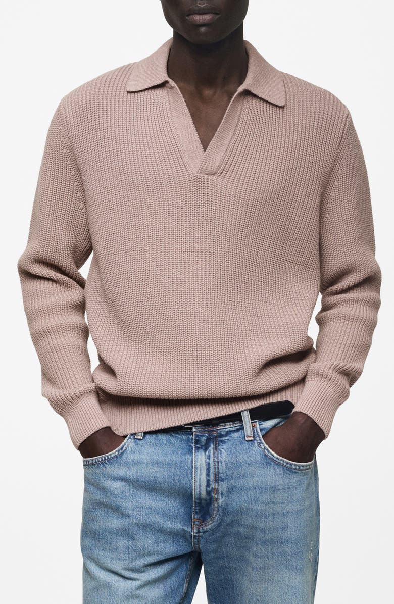 MANGO Shaker Stitch Polo Sweater, Main, color, 