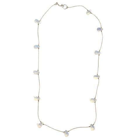 Faceted Teardrop Gemstone Station Necklace
