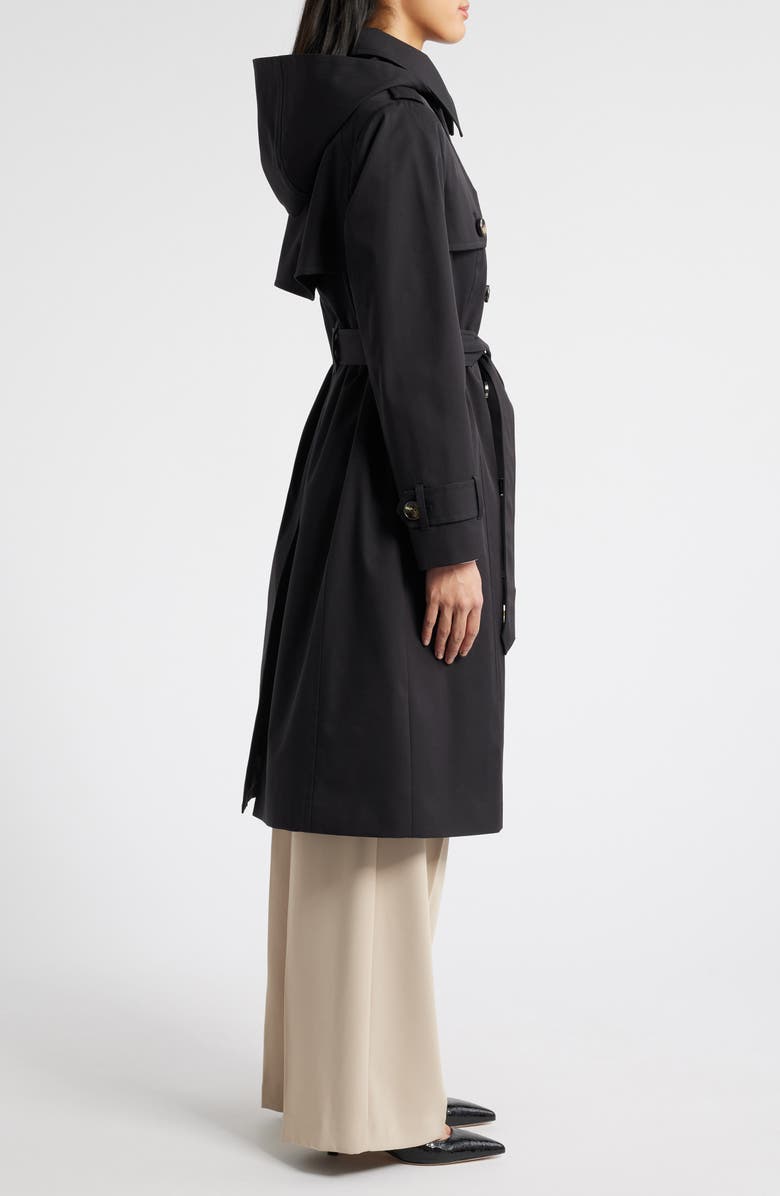 London Fog Double Breasted Trench Coat, Alternate, color, Black