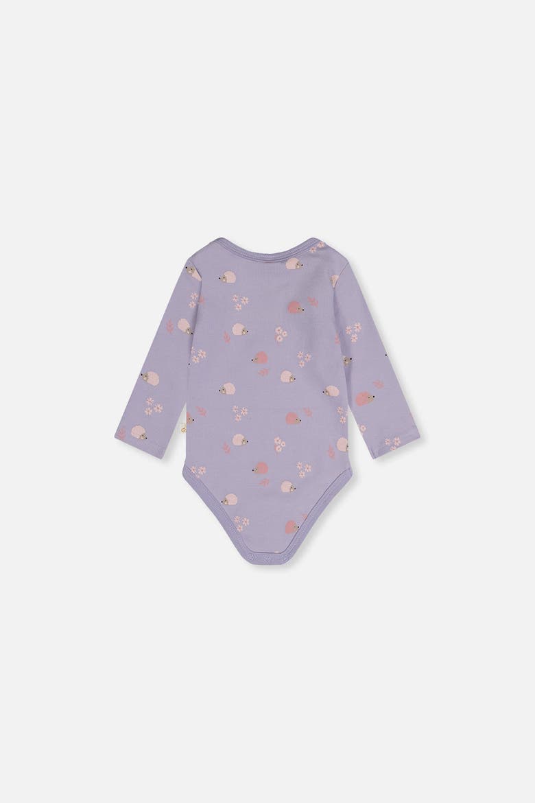 Hedgehog Organic Cotton Long Sleeve Romper, Alternate, color, Purple Hedgehog Print