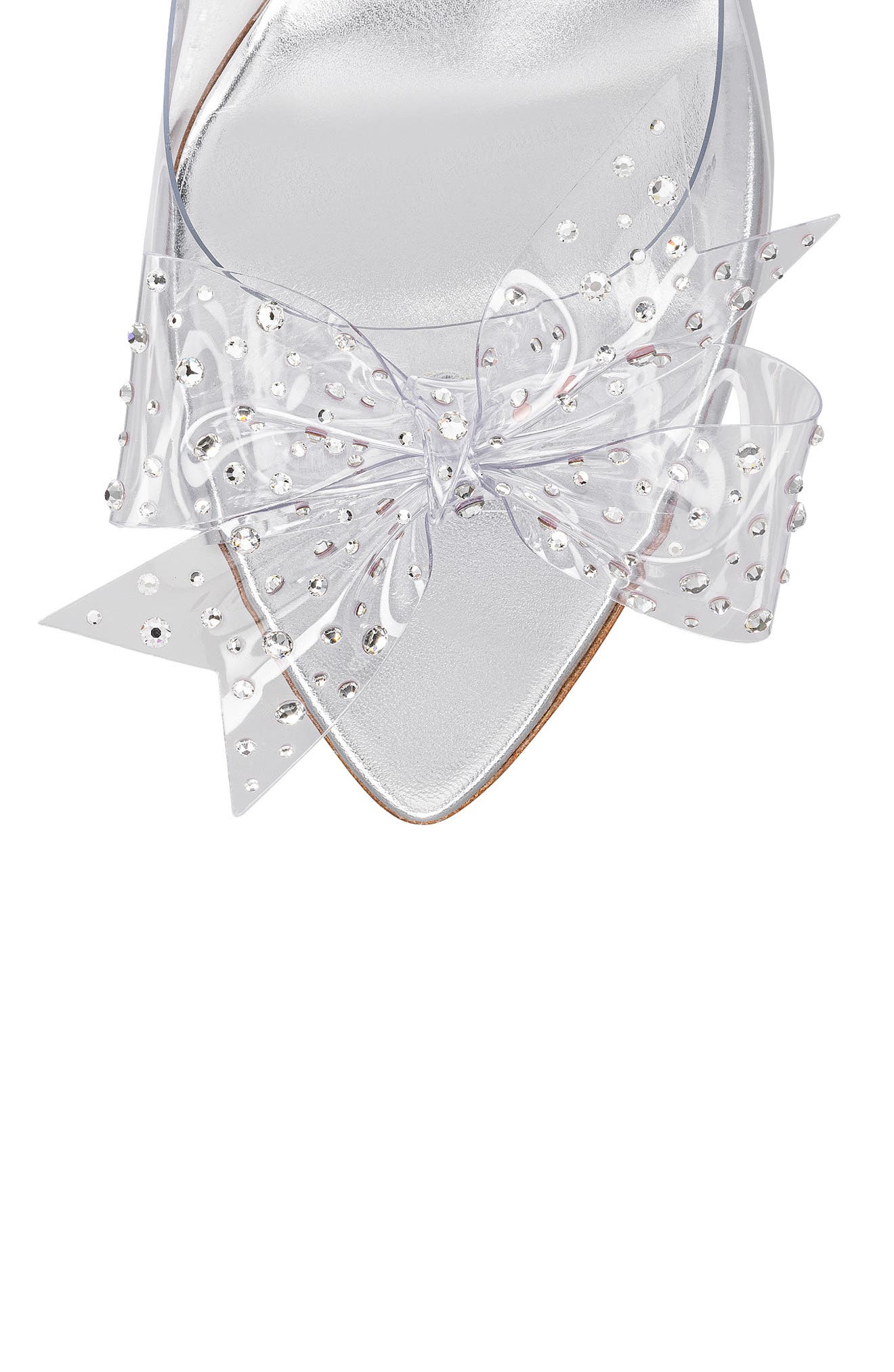 Christian Louboutin Aqua Crystal Embellished Clear Slide Sandal, Alternate, color, Silver