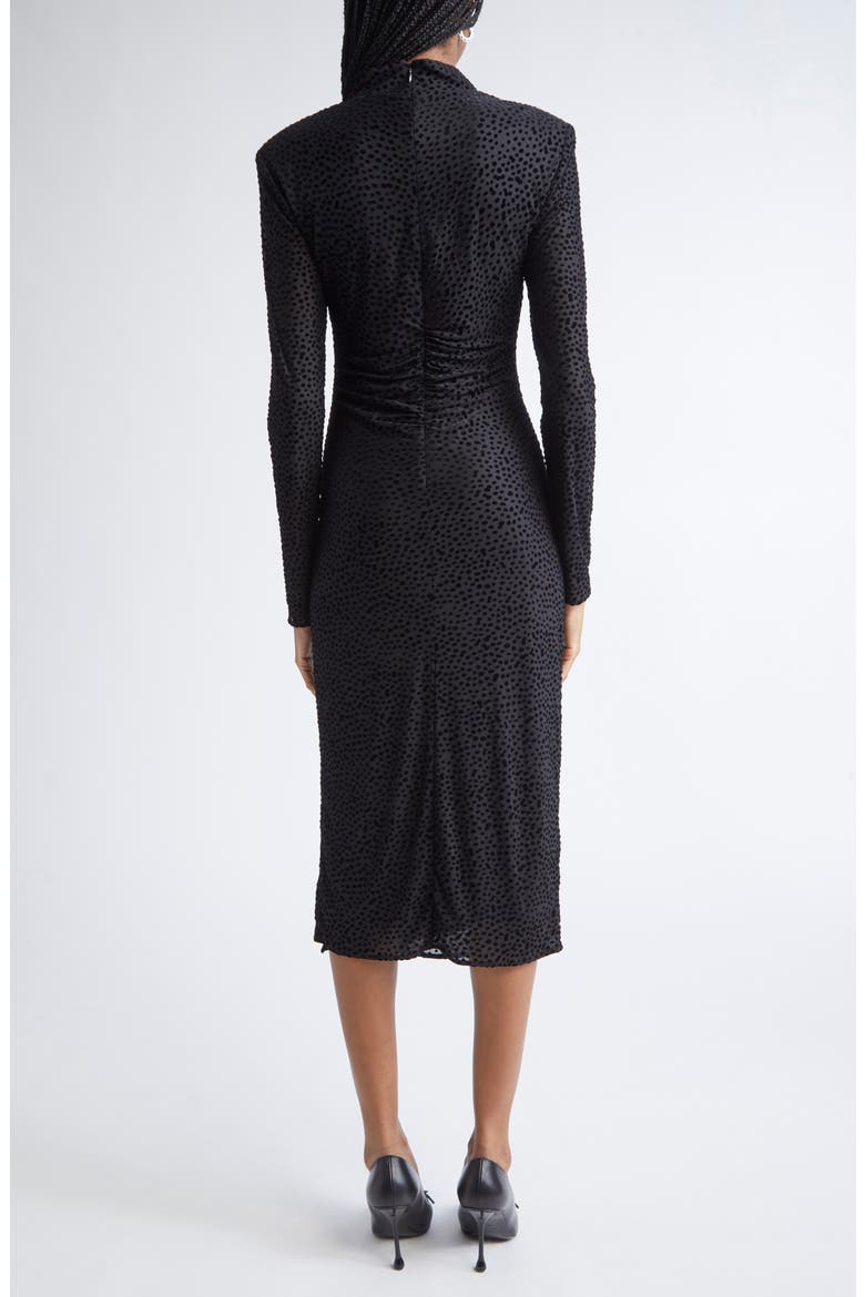 Eveline Flocked Dot Long Sleeve Dress, Alternate, color, BLACK DOT
