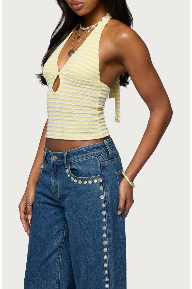 Maylah Stripe Knit Keyhole Halter Top, Alternate, color, YELLOW