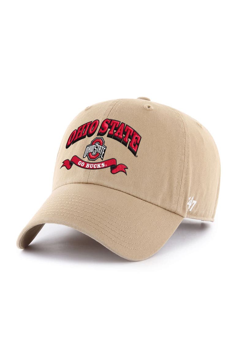 Men's '47  Khaki Ohio State Buckeyes Region Clean Up Adjustable Hat, Main, color, Khaki