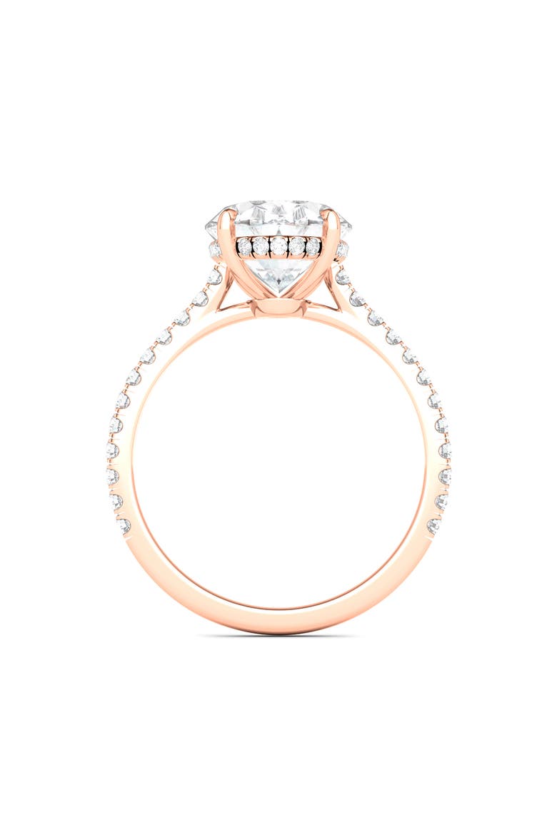 Oval Cut Pavé Lab Grown Diamond Ring, Alternate, color, 3.00 CTW 18K ROSE GOLD