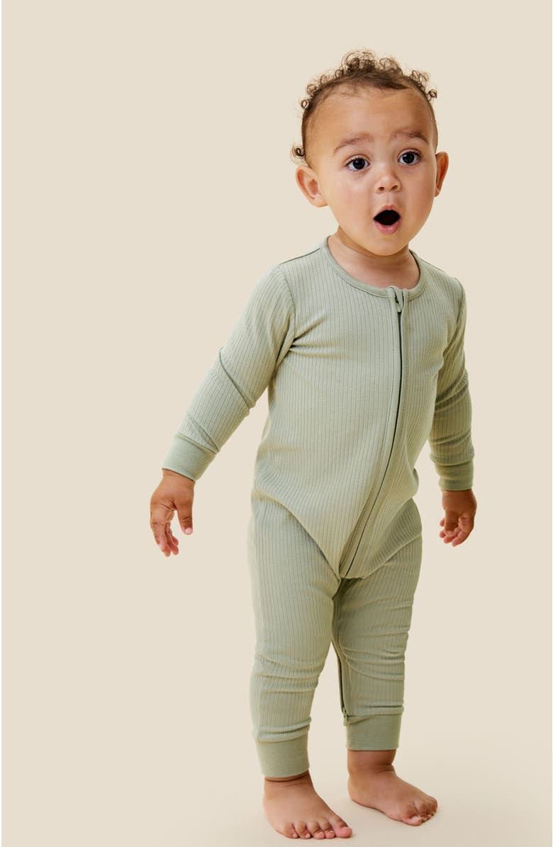 MORI Ribbed Two Way Zip-Up Sleepsuit, Alternate, color, Sage