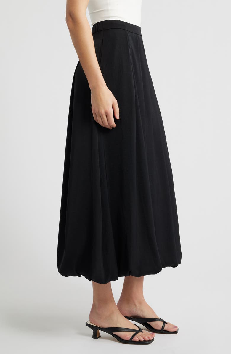 Vince Camuto Pleated Bubble Hem Midi Skirt, Alternate, color, Rich Black