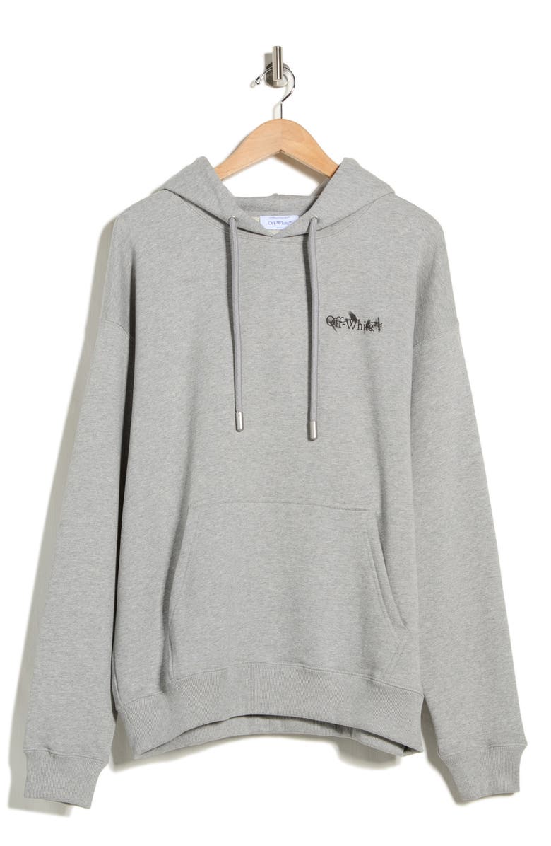 Off-White Flower Sketch Skate Hoodie, Main, color, Light Grey Melange-Black