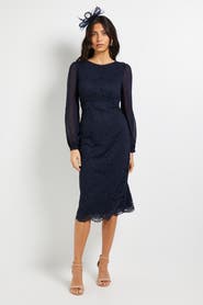 Wallis Lace Chiffon Cowl Back Pencil Dress