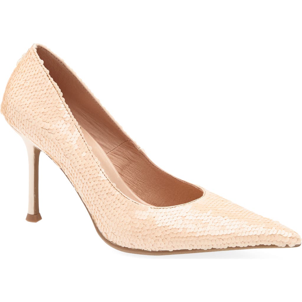 Jeffrey Campbell Risk Sequin Pointed Toe Pump In Neutral