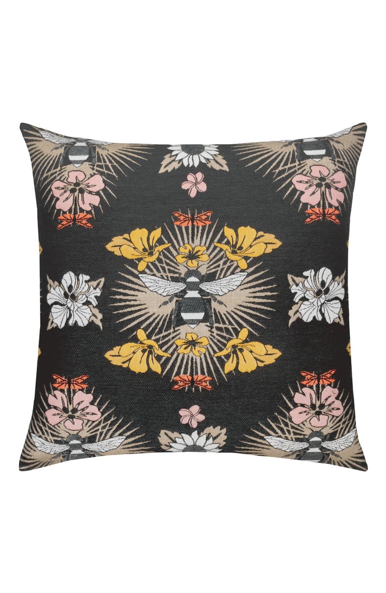 Elaine Smith Honey Bee Jacquard Chenille accented Indoor & Outdoor Woven Accent Pillow, Main, color, Multi