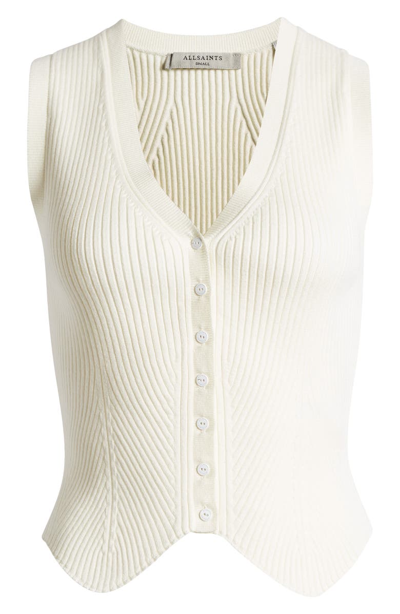 AllSaints Cruz Rib Vest, Alternate, color, Chalk White