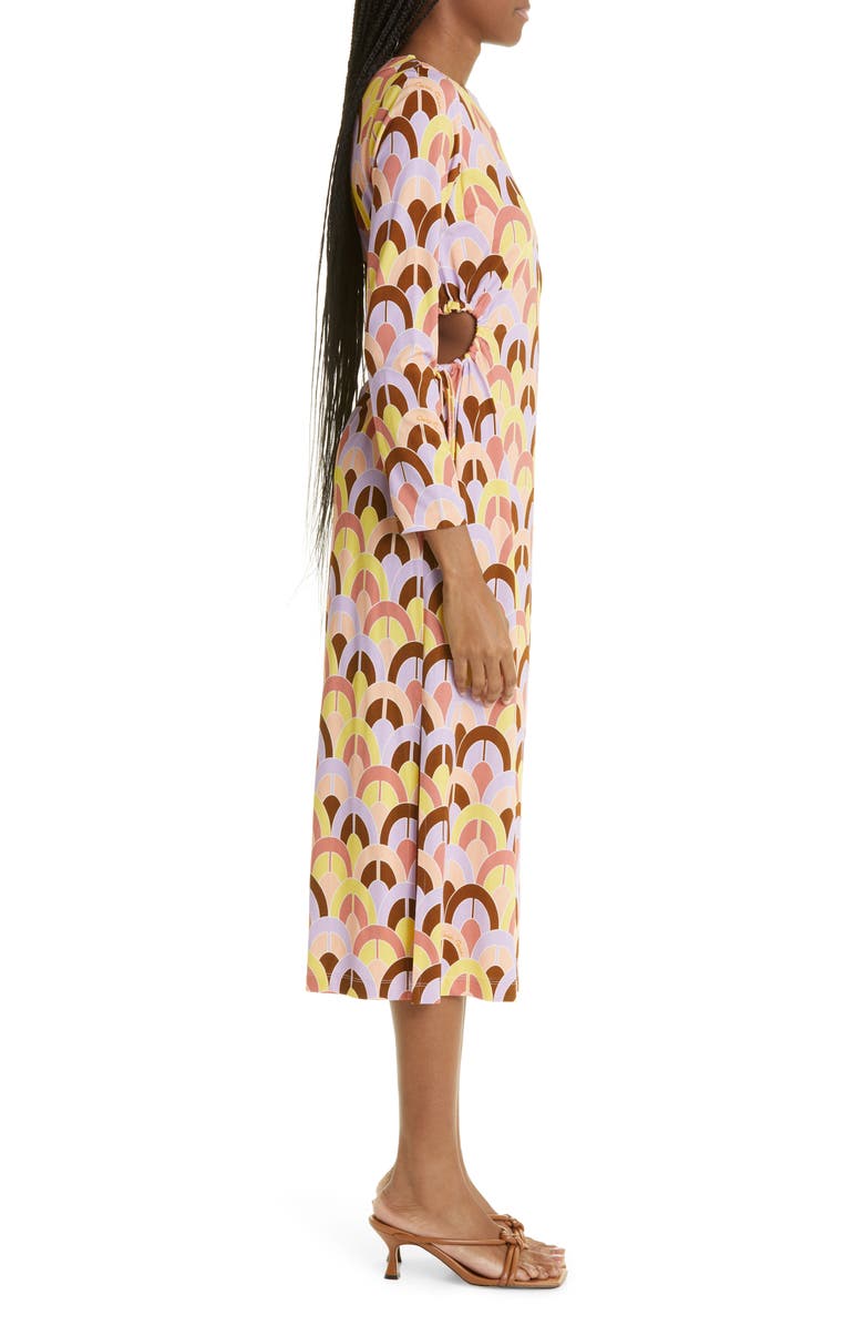 Cara Cara Celeste Geo Print Cutout Cotton Jersey Dress, Alternate, color, Geo Lavender Zest