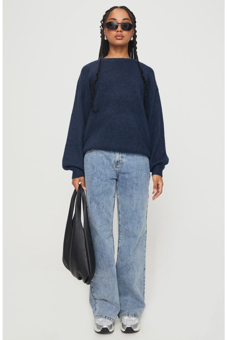 Ryanna Oversize Crewneck Sweater, Alternate, color, NAVY
