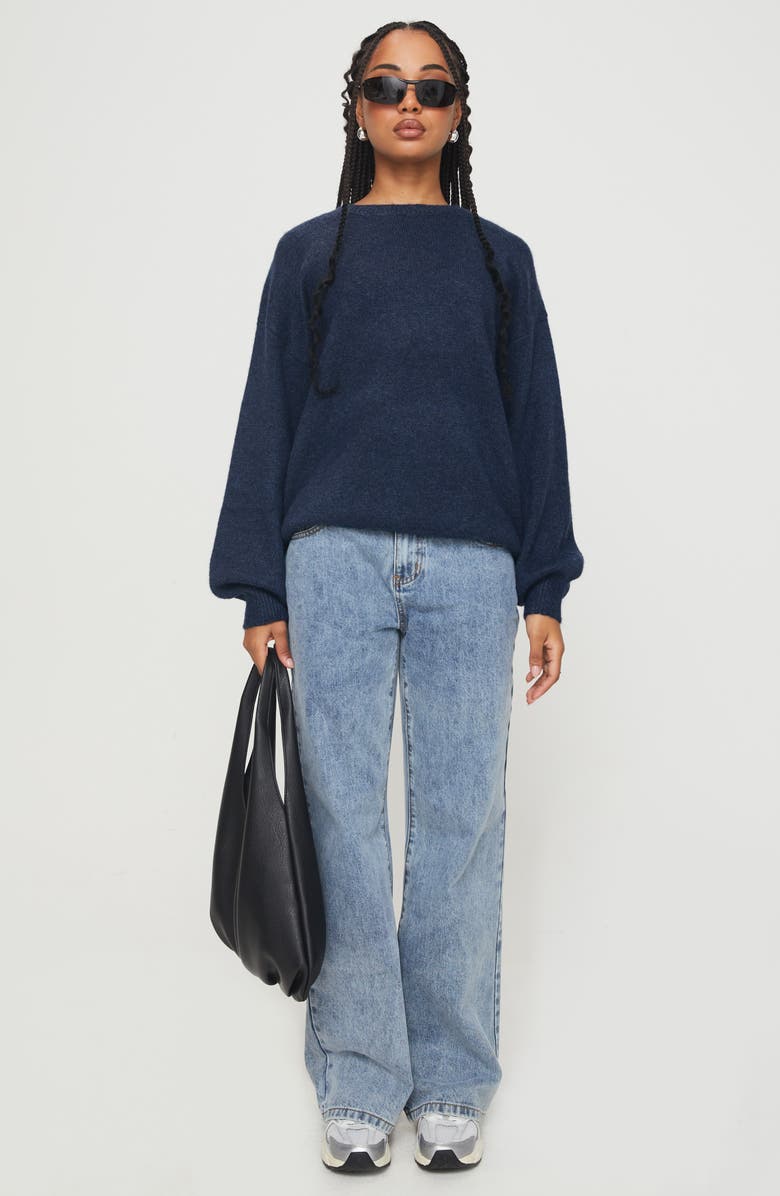 Princess Polly Ryanna Oversize Crewneck Sweater, Alternate, color, Navy