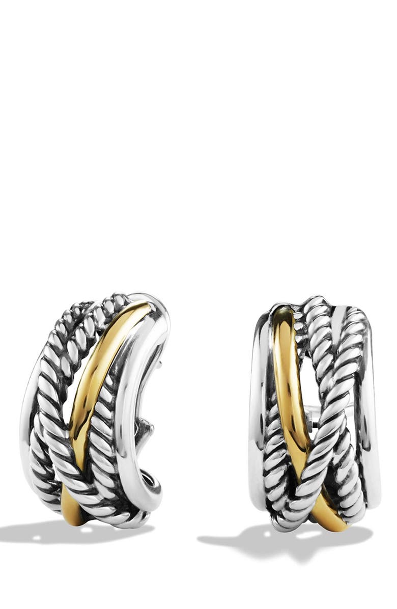 David Yurman Crossover Earrings with Gold, Main, color, 
