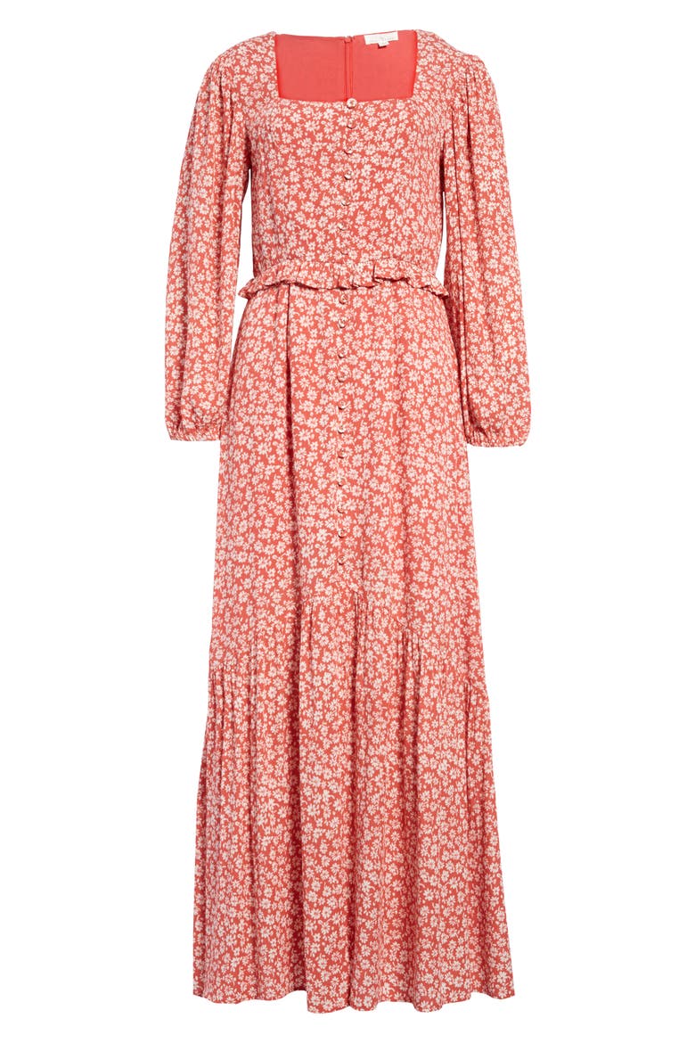 Madison Long Sleeve Maxi Dress, Main, color, CORAL