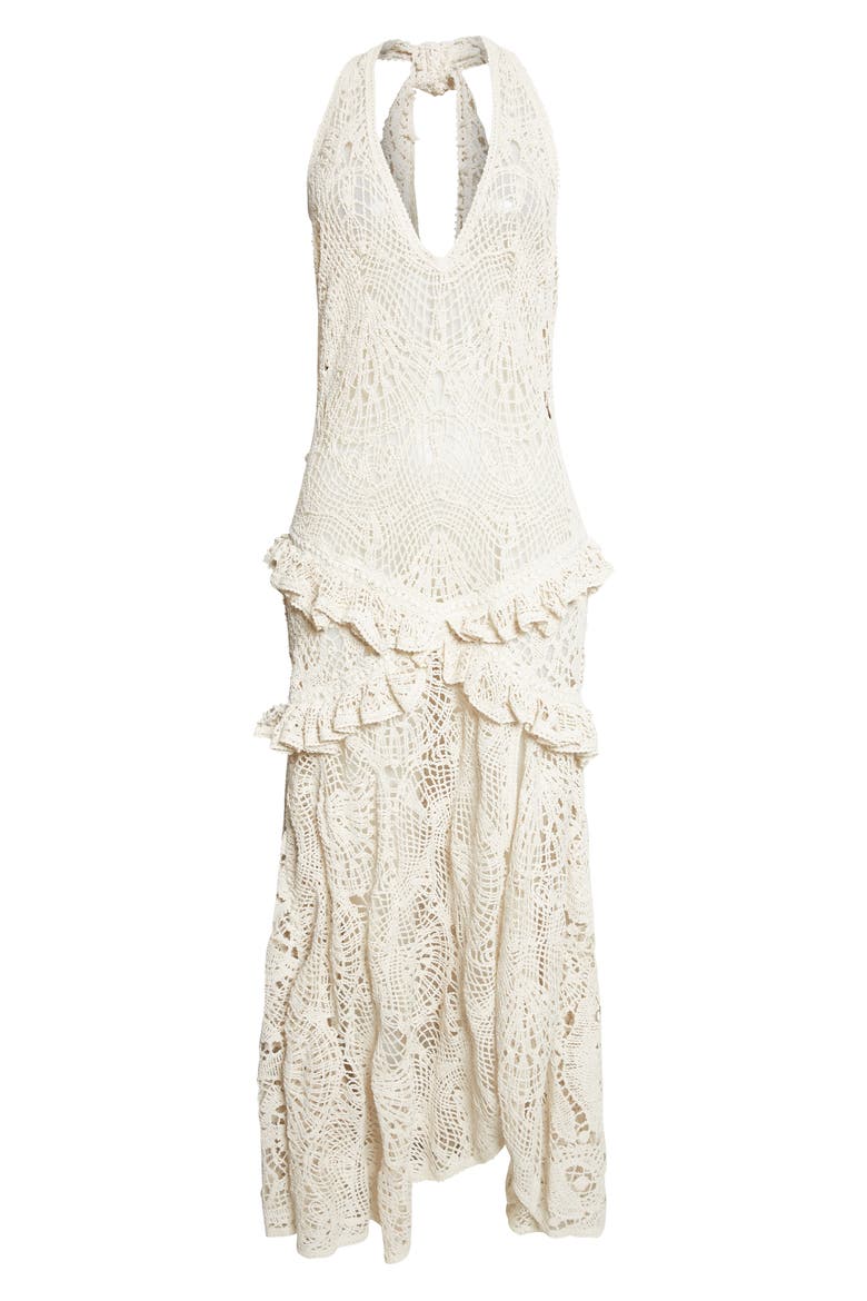 Elvira Lace Halter Cover-Up Dress, Alternate, color, ECRU