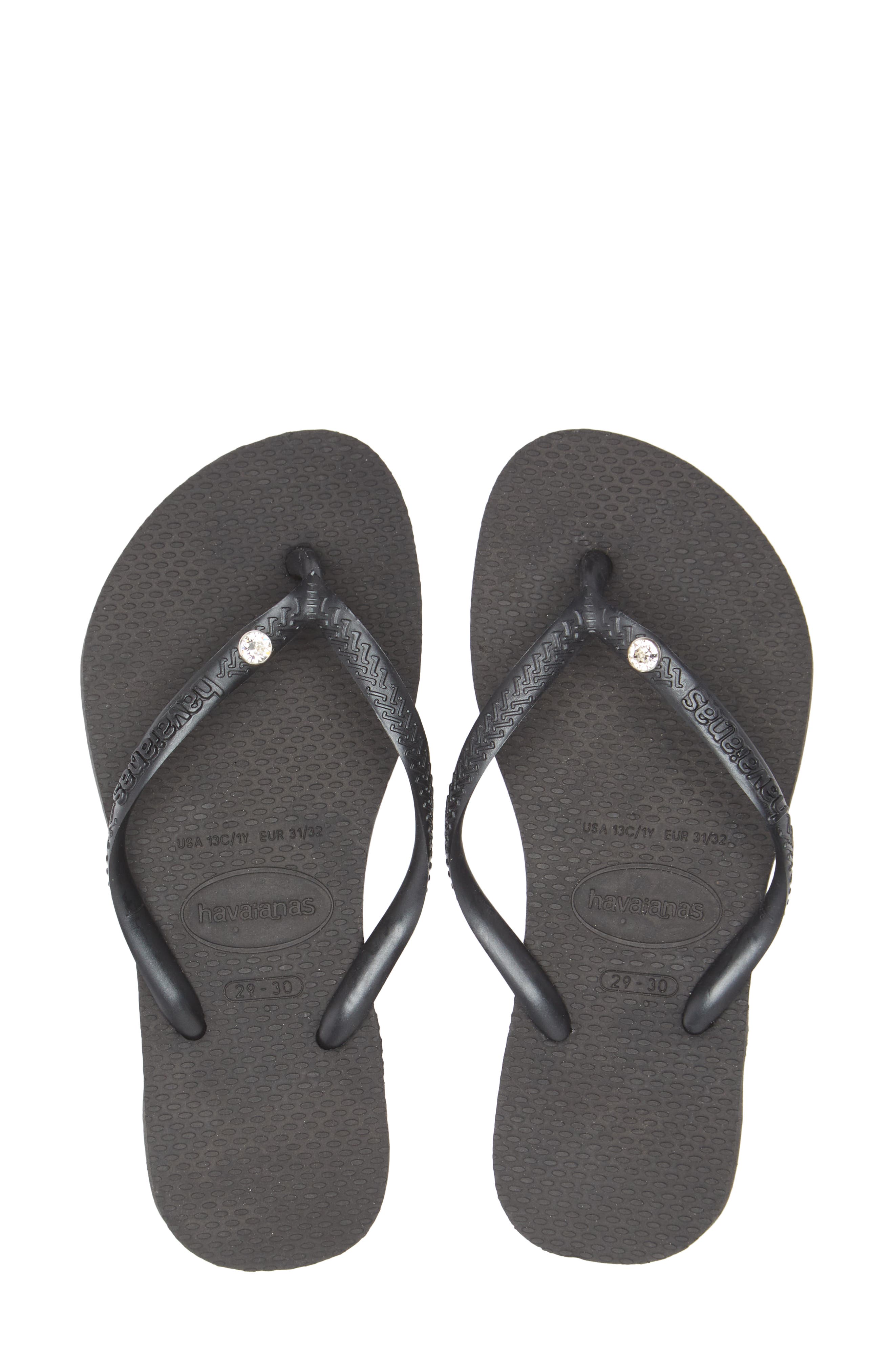 Havaianas Slim Crystal II Flip Flop, Main, color, Black