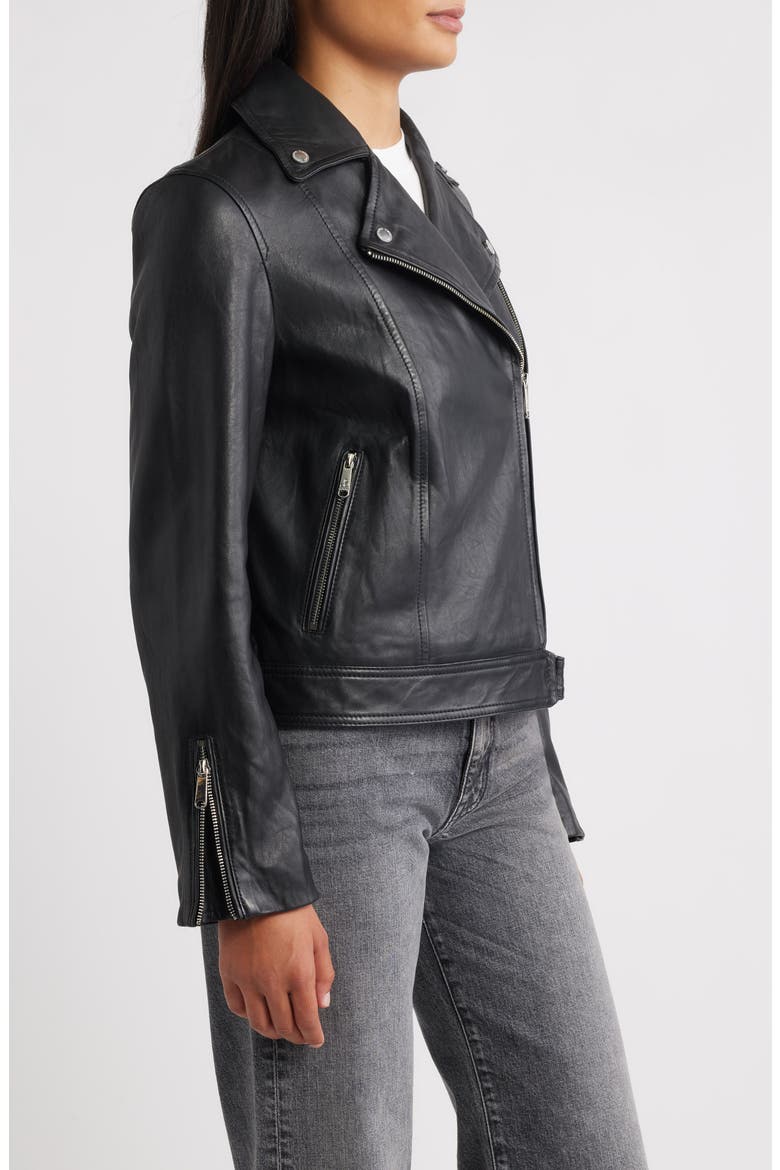 Leather Moto Jacket, Alternate, color, BLACK