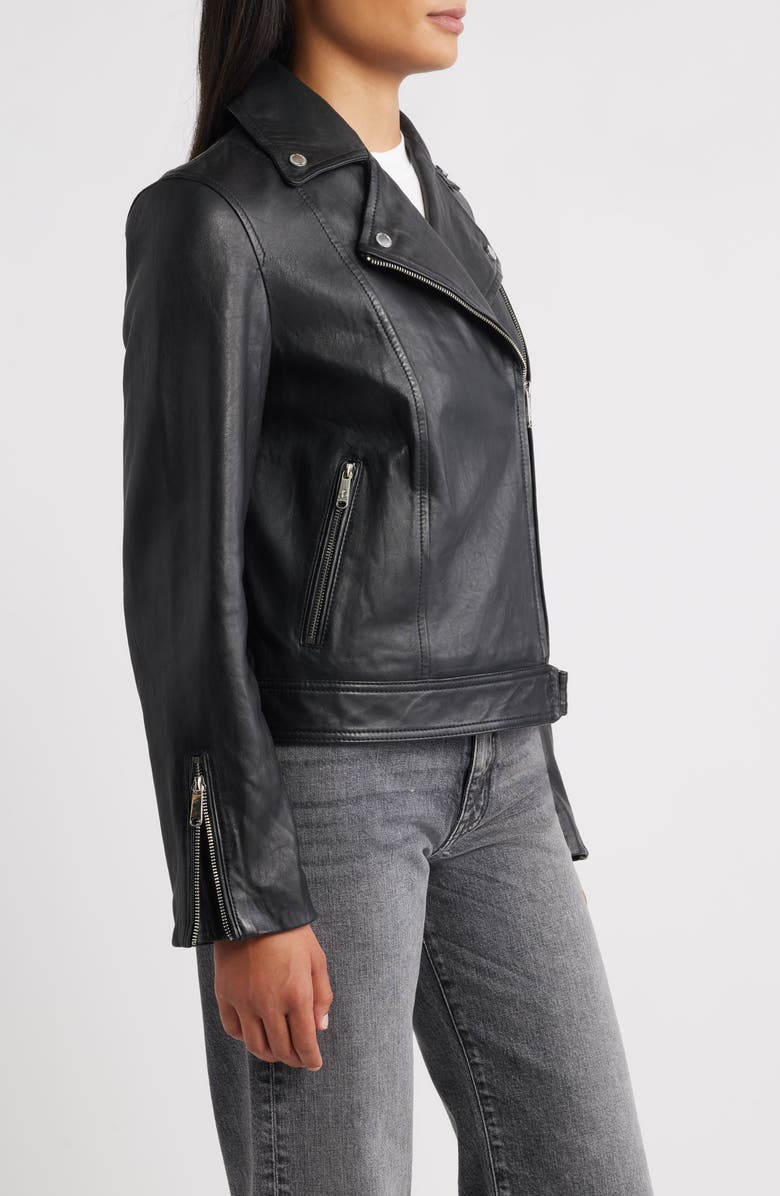 Sam Edelman Leather Moto Jacket, Alternate, color, Black