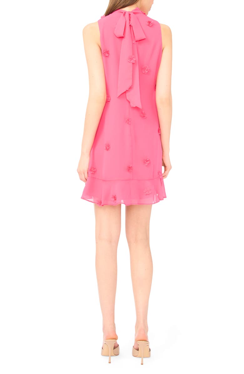 CeCe Floral Appliqué Shift Minidress, Alternate, color, Raspberry Radiance
