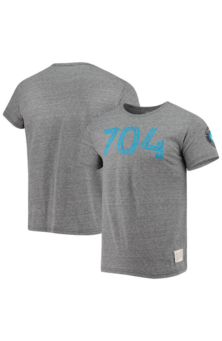 Retro Brand Men's Original Retro Brand Heathered Gray Charlotte FC Area Code Tri-Blend T-Shirt, Main, color, 