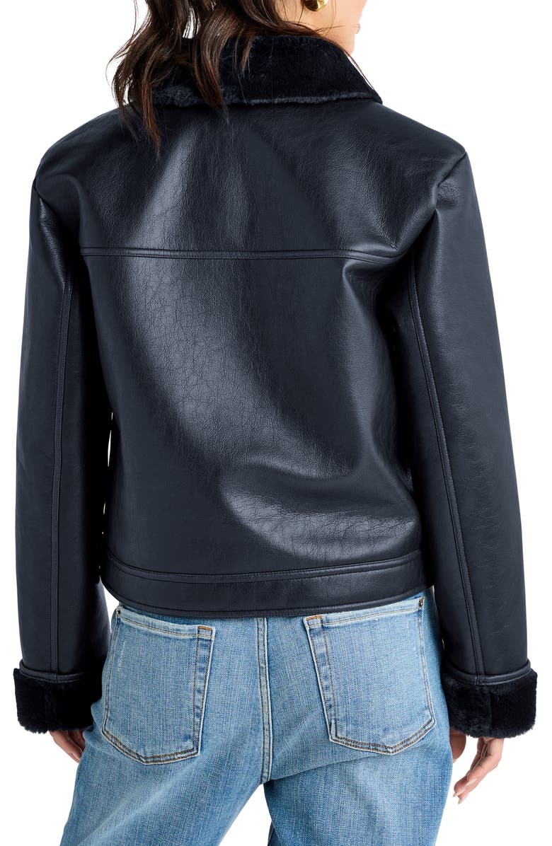 Splendid Faux Leather & Faux Shearling Moto Jacket, Alternate, color, 