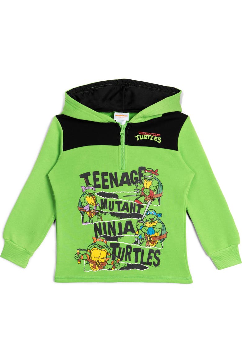 Fleece Quarter-Zip Hoodie, Main, color, Ninja Turtles Green