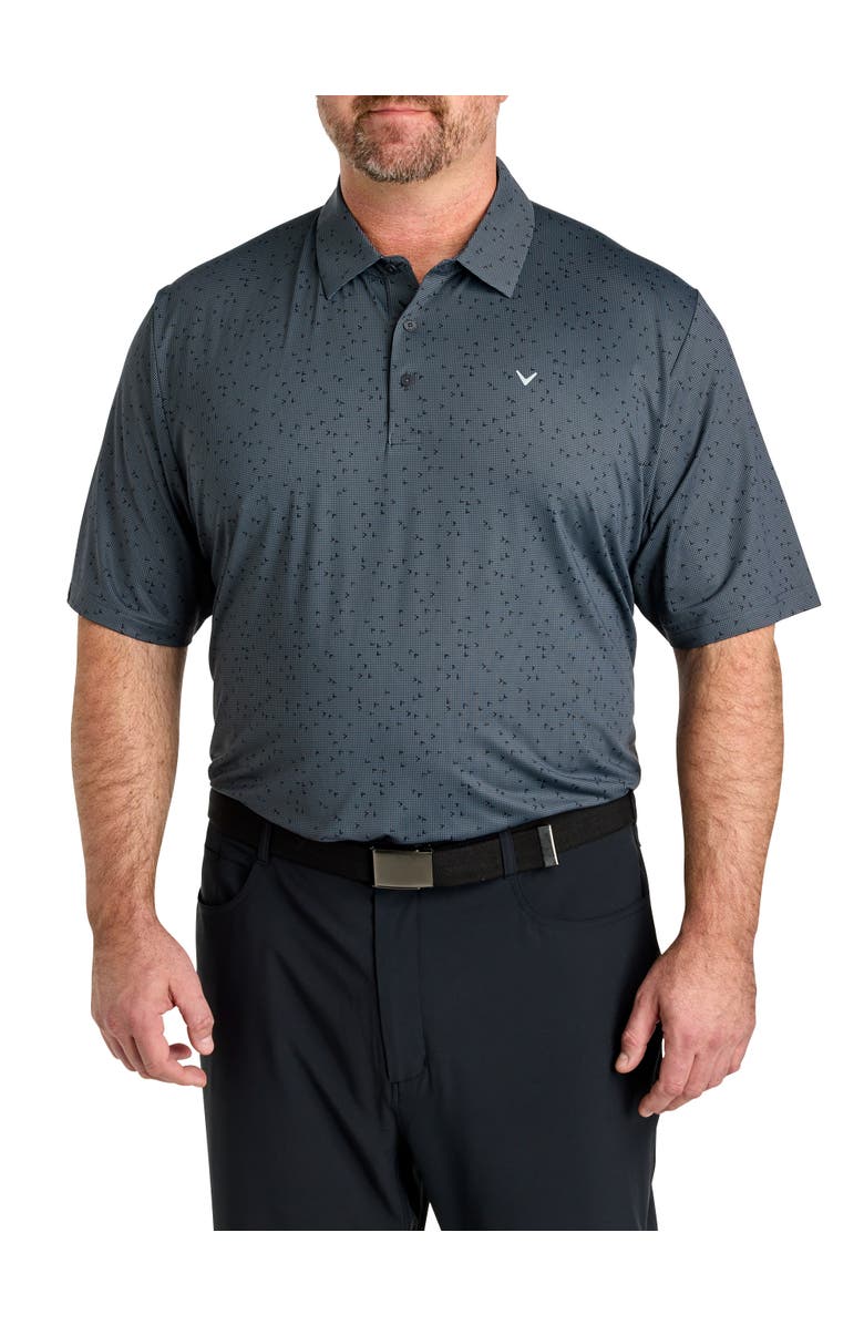 Callaway Big & Tall Chevron Gingham-Printed Performance Polo Shirt, Main, color, Caviar