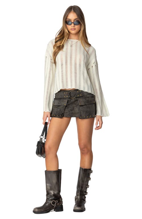 Edikted Shredded Ladder Stitch Sweater In Cream