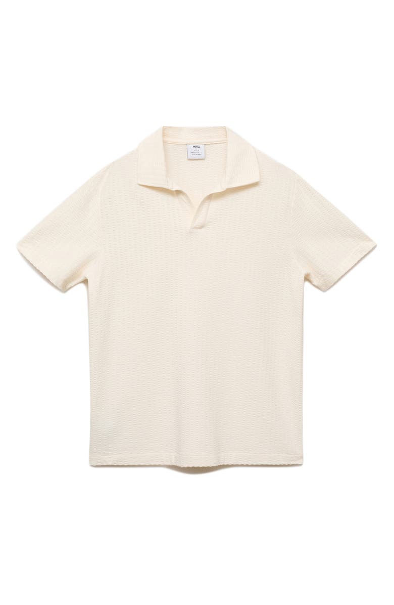 MANGO Seersucker Johnny Collar Polo, Alternate, color, Ecru