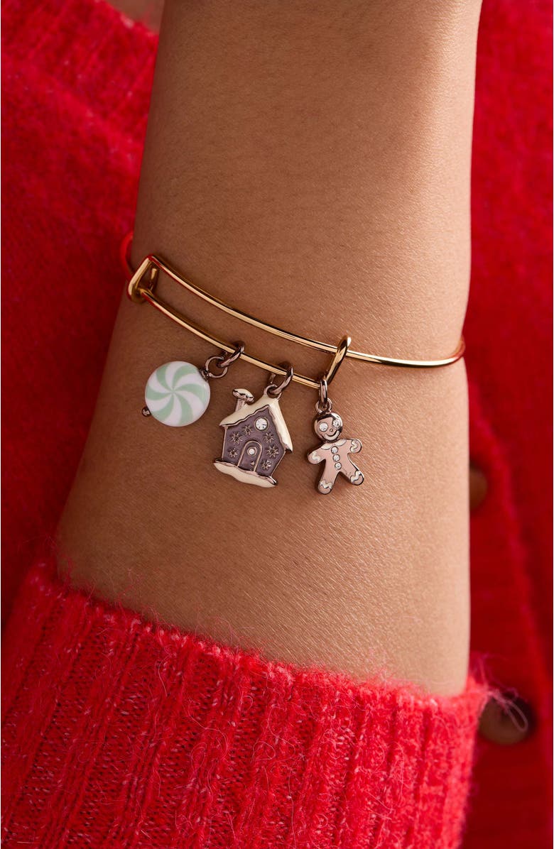 Alex and Ani Pink Christmas Multi-Charm Brangle Bracelet, Alternate, color, Gold