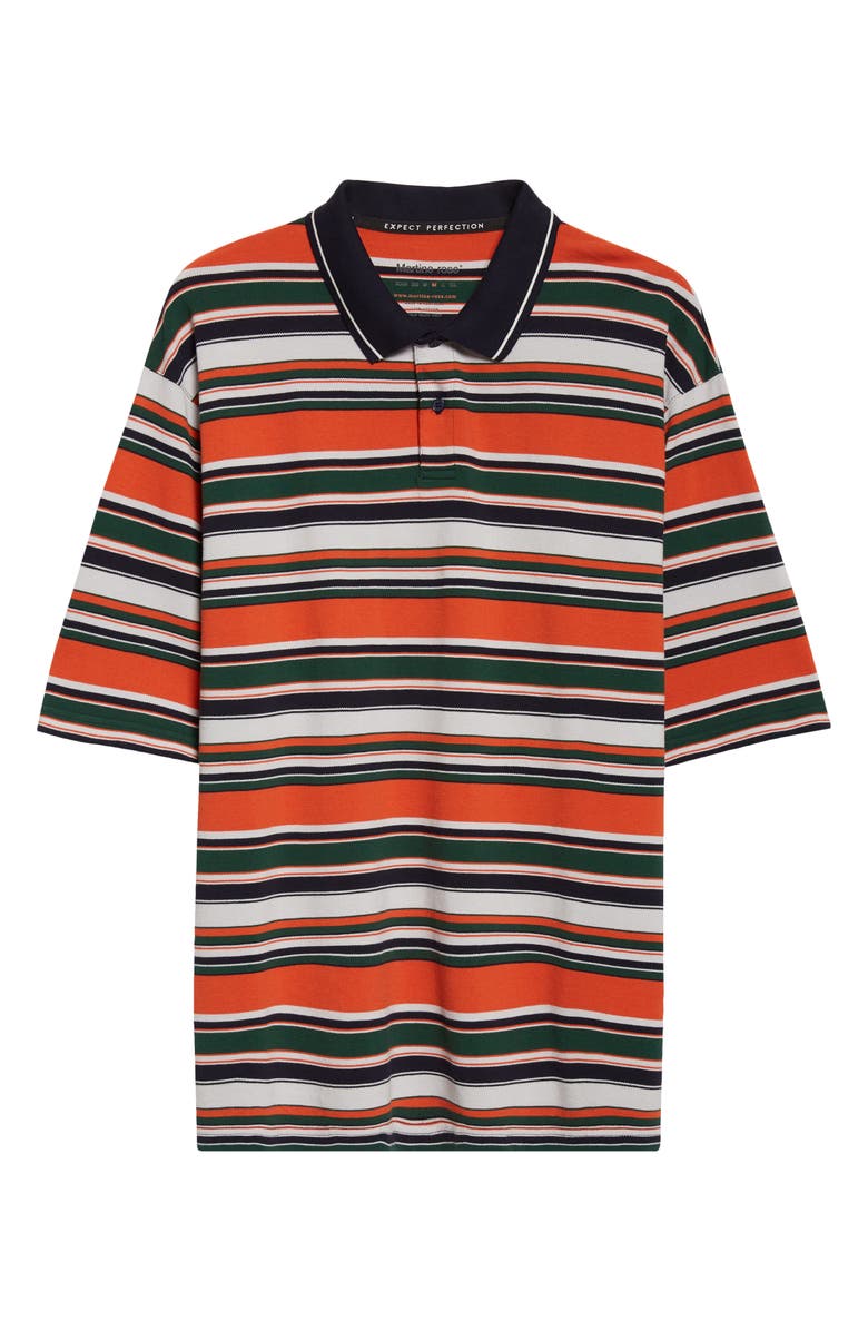 Martine Rose Oversize Stripe Polo, Alternate, color, Green/ Orange