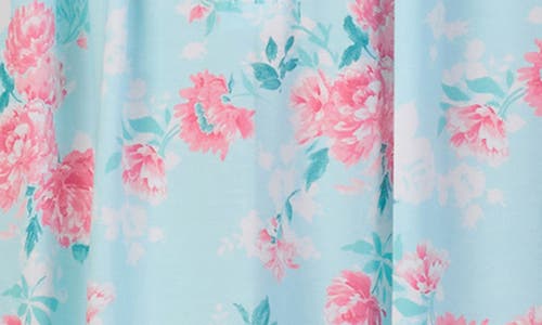 Eileen West Floral Sleeveless Short Jersey Chemise In Aqua Fl