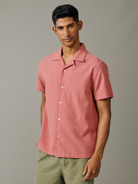 Seersucker Linen Short Sleeve Shirt