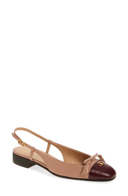 Valentino Valet Du Roi Leather Slingback Ballerina Flat In Nude