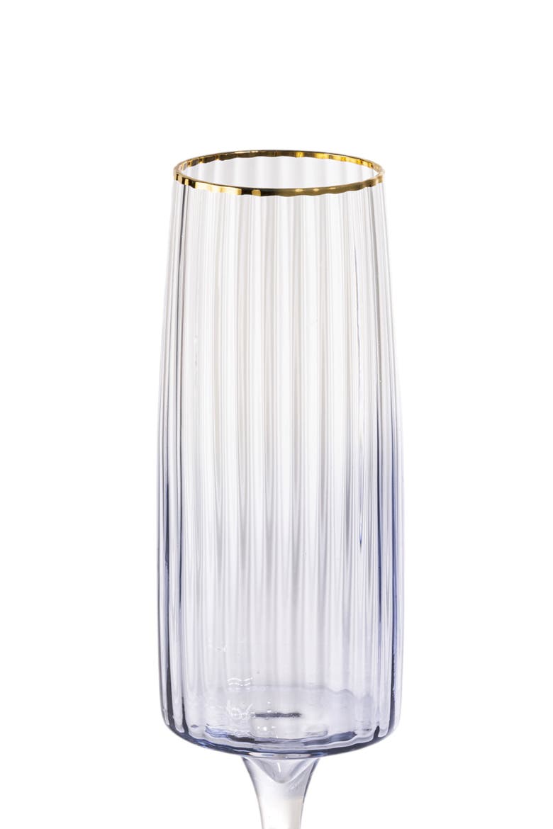 Ribbed Champagne Flute Glass 8 oz Set of 3, Alternate, color, Clear