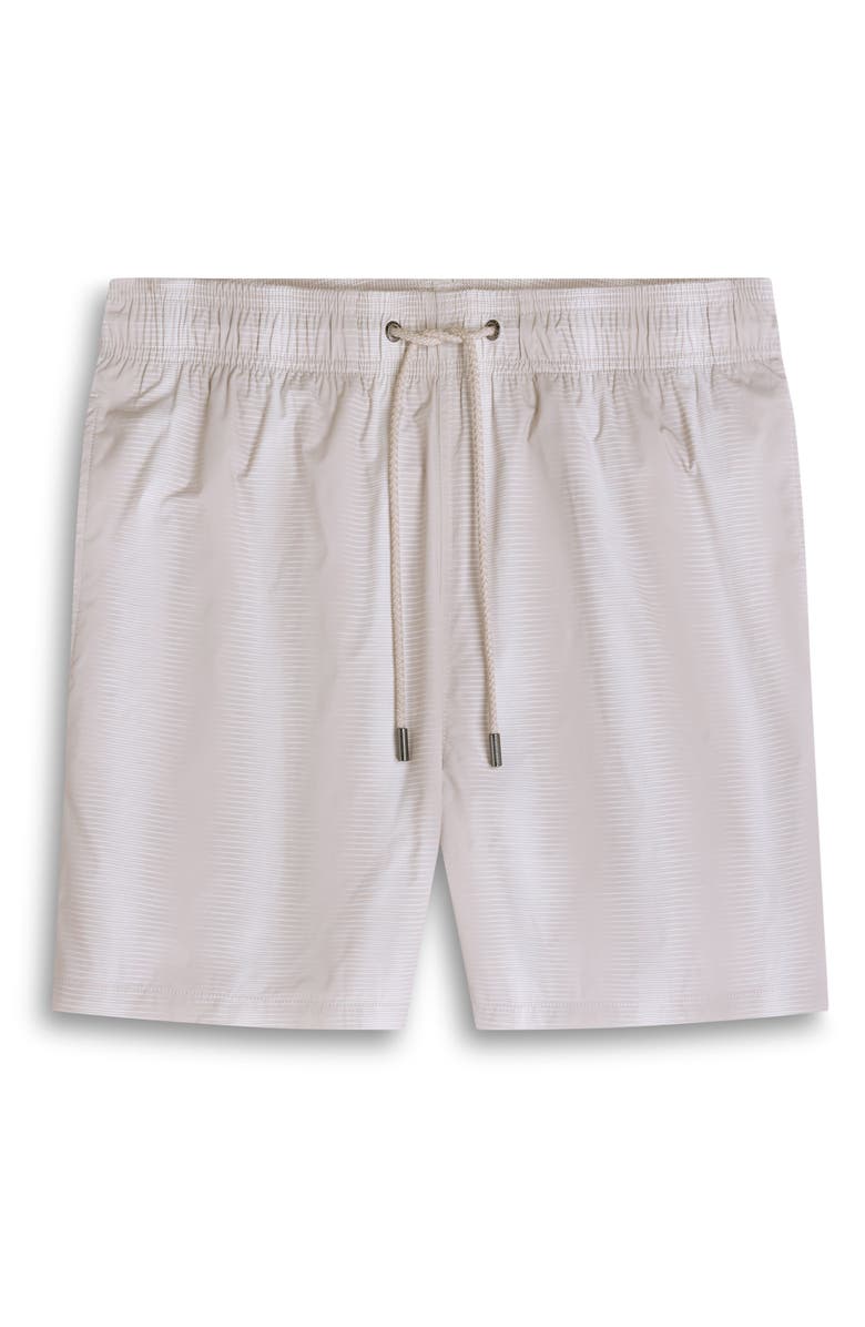 Bugatchi Cruz Print Swim Trunks, Alternate, color, Almond