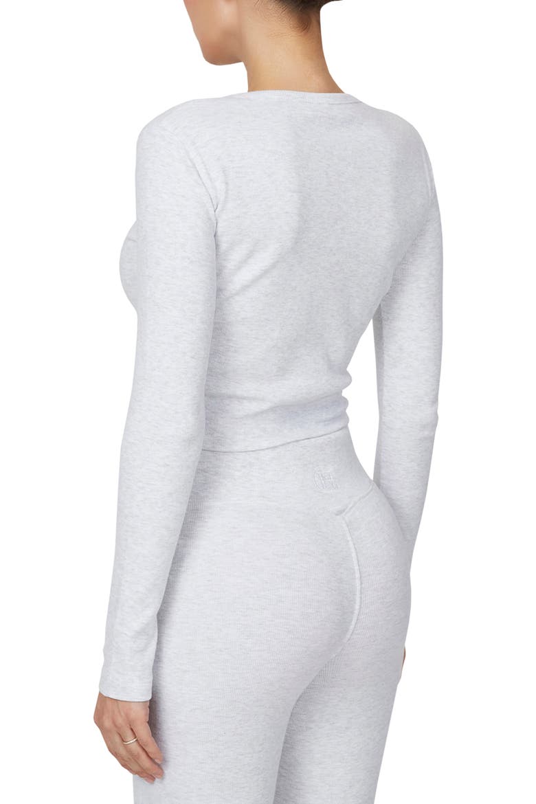 Ribbed Vintage  Buttoned Long Sleeve T-shirt, Alternate, color, Grey
