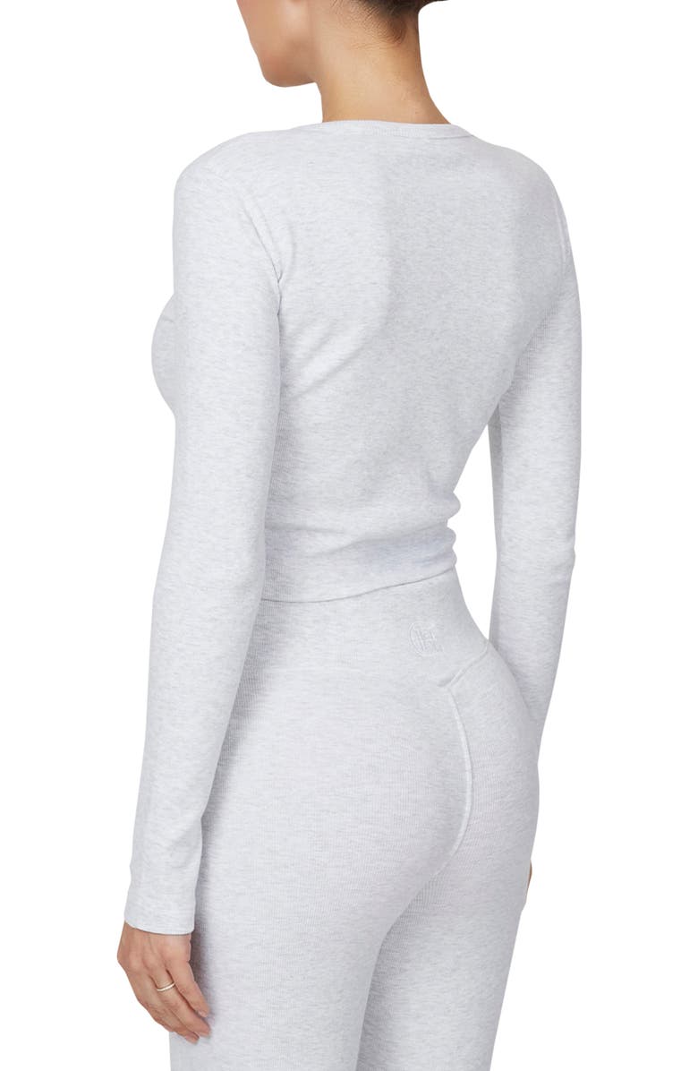 Good For Nothing Ribbed Vintage Buttoned Long Sleeve T-shirt, Alternate, color, Grey