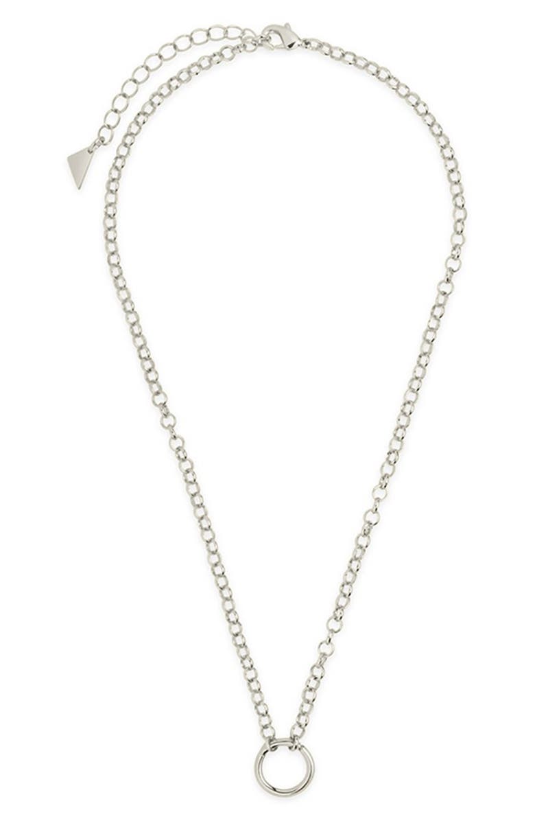 Sterling Forever Simple Link Pendant Chain Necklace, Main, color, Silver