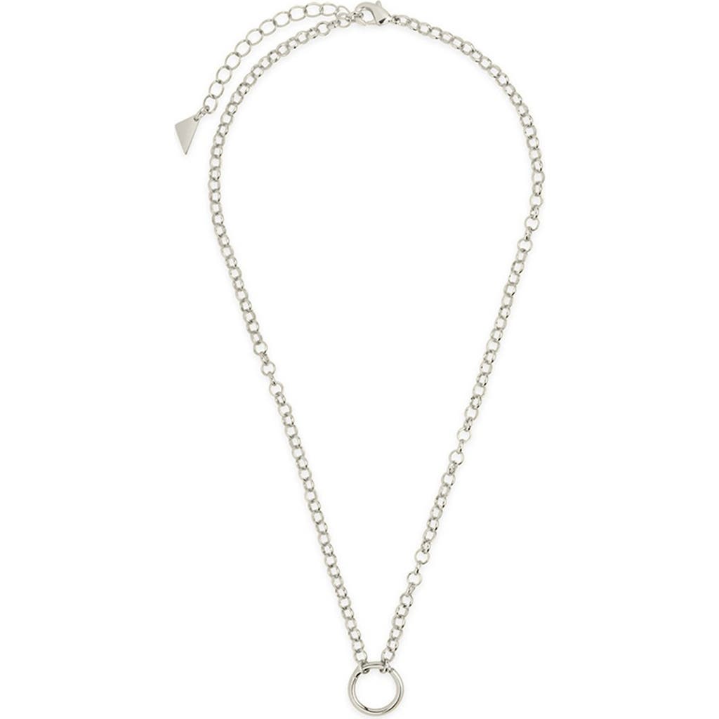 Sterling Forever Simple Link Pendant Chain Necklace In Silver