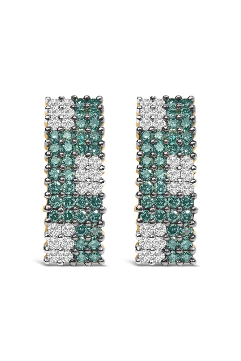 14K Gold 2.00 Cttw Diamond Four-Row Pavé Omegaback Earrings, Alternate, color, Yellow